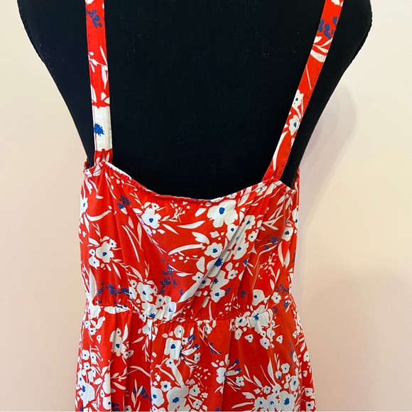 Banana Republic Button Front Fit & Flare Red Floral Dress. Size M - Picture 2 of 4